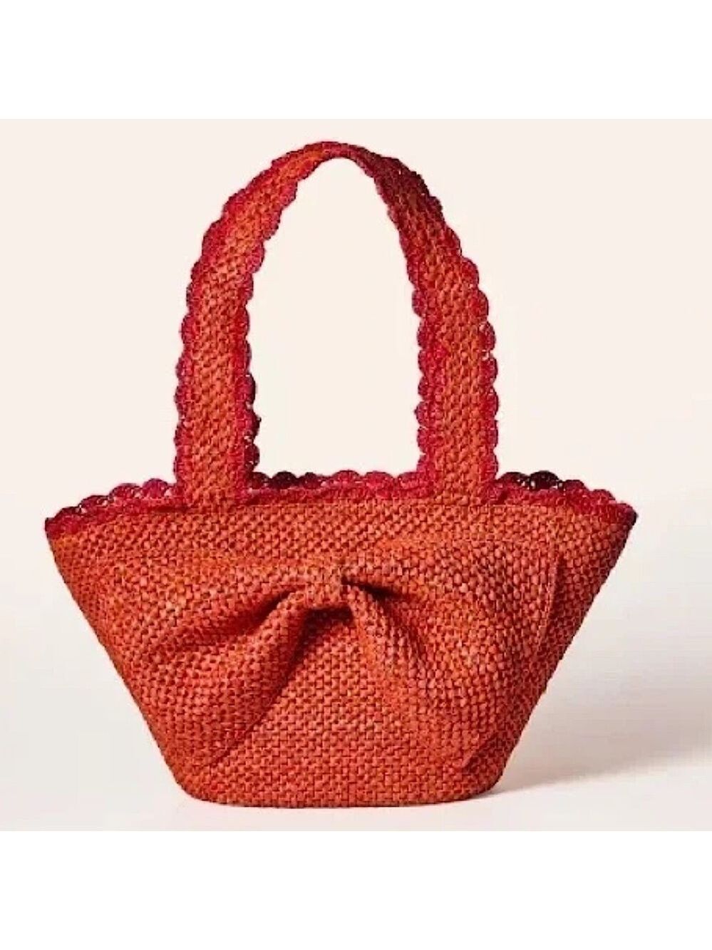 Kate Spade x Target Raffia Bow Tote Bag Red New